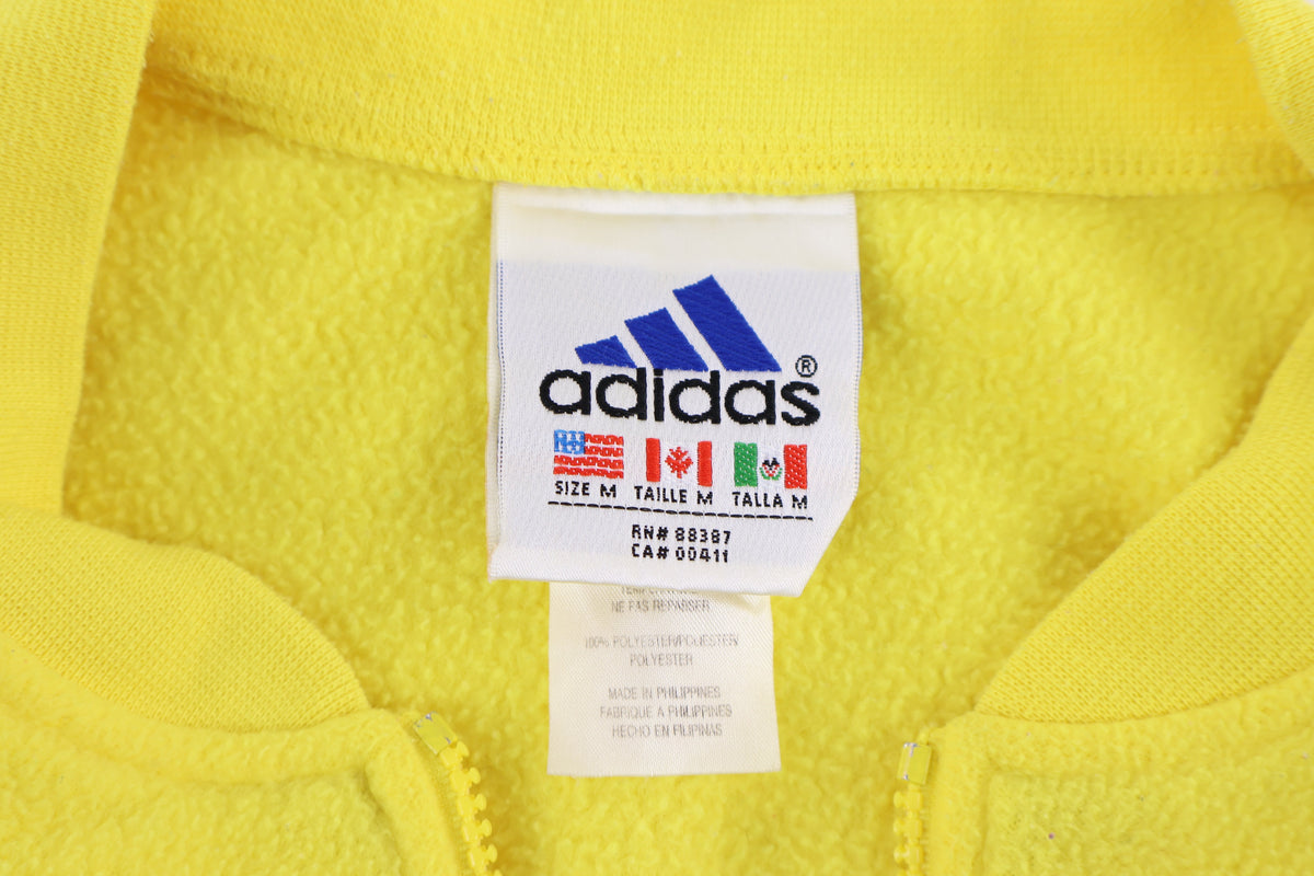 90's Adidas Embroidered Yellow Fleece Pullover