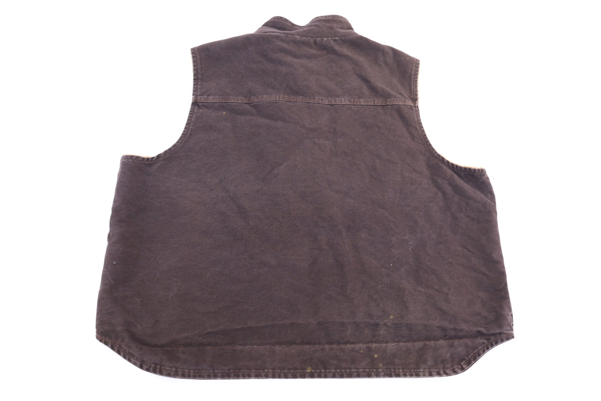 Carhartt Logo Patch Brown Sherpa Lined Full Zip Vest